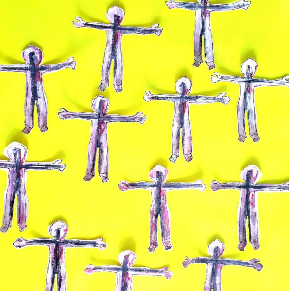 Figurenformation, Assoziation Gräberfeld für installation ...meinen Frieden machen mit...